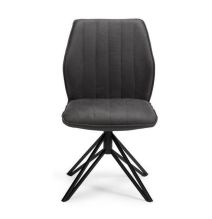 Pack de 2 Sillas con Respaldo y Asiento Tapizados en Tela Gris, Pata Metálica en Acabado Negro Mate, Medidas 62,5x52x93 cm